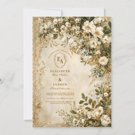 Rustieke Ivoor Wildflower Boho Wedding Kaart (Voorkant)