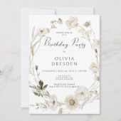 Rustieke Ivoor Wildflower Krans verjaardagsfeestje Kaart (Voorkant)