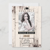 Rustieke Ivoren Schuur Hout Afstudeer Foto Feest Kaart (Voorkant)