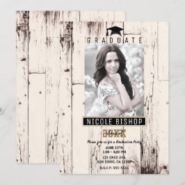 Rustieke Ivoren Schuur Hout Afstudeer Foto Feest Kaart