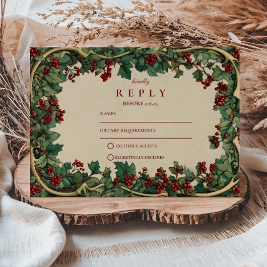 Rustieke Ivy Romantische Bruiloft RSVP Kaartje