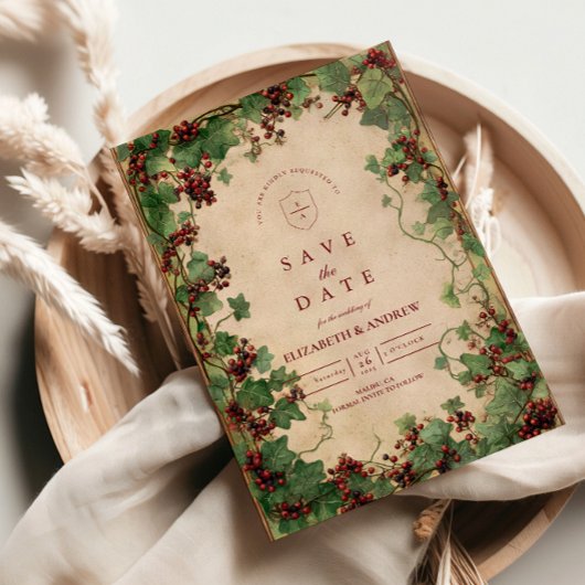 Rustieke Ivy Romantische Bruiloft Save The Date