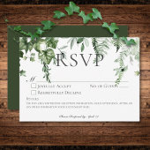 Rustieke Ivy & Sage groen bruiloft geen diner RSVP Kaartje
