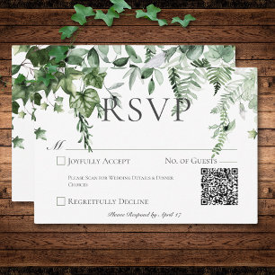 Rustieke Ivy & Sage Groen Bruiloft QR Code RSVP Kaartje