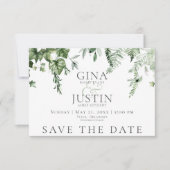 Rustieke Ivy & Sage groen bruiloft Save The Date (Voorkant)