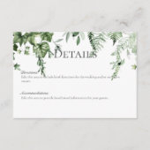 Rustieke Ivy & Sage Groen Groen Bruiloft Details Informatiekaartje (Voorkant)