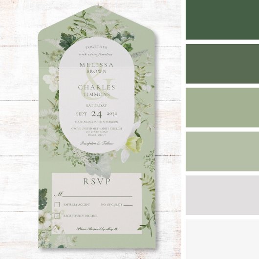 Rustieke Ivy Varen & Groen Salie Groen Geen Diner All In One Uitnodiging