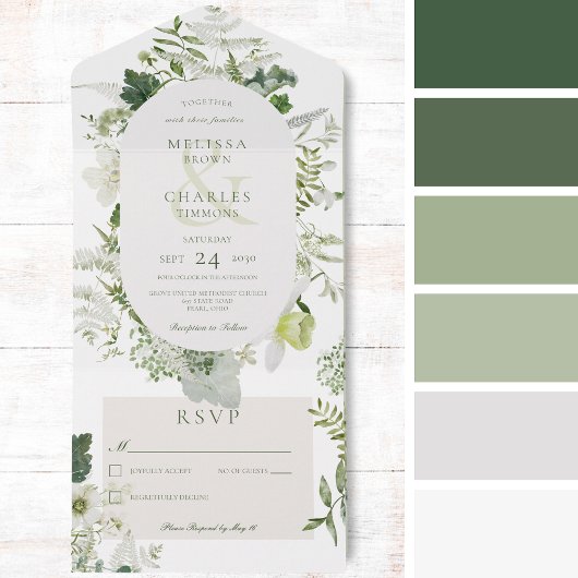 Rustieke Ivy Varen & Groen Wit Geen Diner All In One Uitnodiging