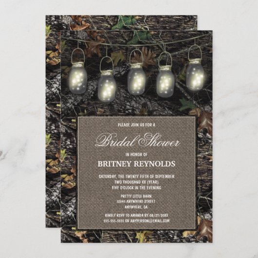 Rustieke jacht Camo bruids douche uitnodigingen (Voorkant / Achterkant)
