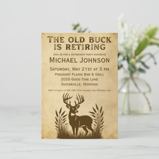 Rustieke jacht De oude bok gaat met pensioen Kaart (Staand voorkant)