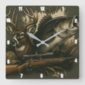 Rustieke jacht Wildlife Display buitenshuis Vierkante Klok (Voorkant)