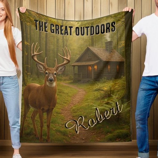 Rustieke Jachthut Bos Signature Naam Fleece Deken