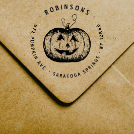 Rustieke Jack O'Lantern Pumpkin Halloween Adres Rubberstempel