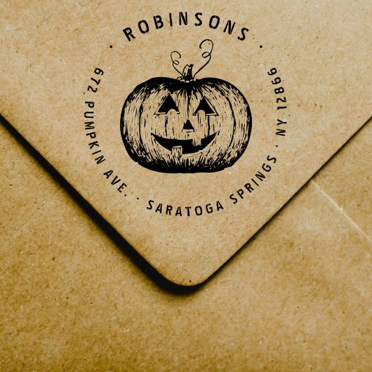 Rustieke Jack O'Lantern Pumpkin Halloween Adres Rubberstempel