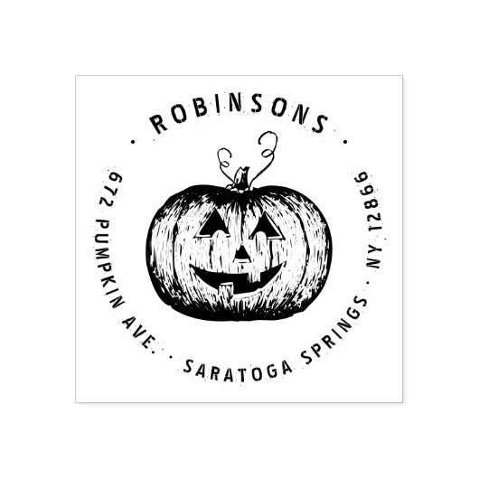 Rustieke Jack O'Lantern Pumpkin Halloween Adres Rubberstempel (Afrduk)