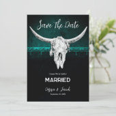 Rustieke jager groen witte cowboy stier schedel aankondiging (Staand voorkant)