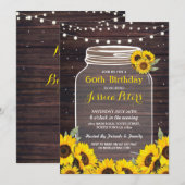 Rustieke Jar Verjaardagsfeest Hout Zonnebloem Vuur Kaart (Voorkant / Achterkant)