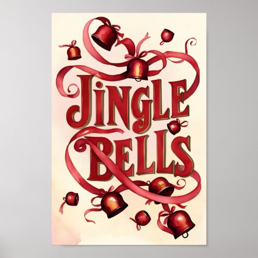  rustieke Jingle Bells Wall Art Print Poster (Voorkant)