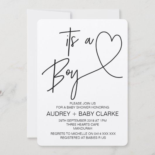 Rustieke Jongen Baby Douche Uitnodigingen (Voorkant)