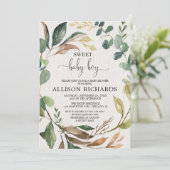 Rustieke jongen baby shower, bos groen kaart (Staand voorkant)