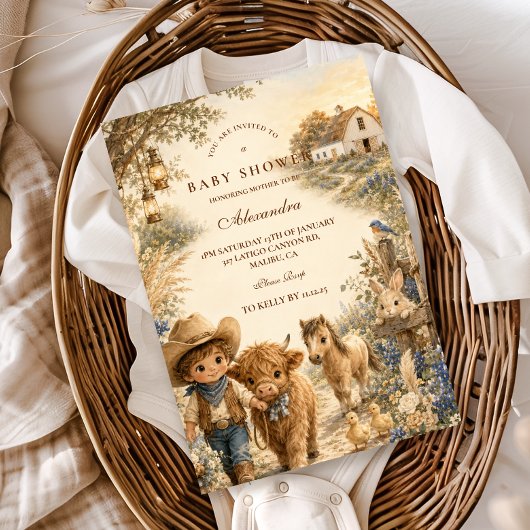 Rustieke Jongens Westerse Boho Baby Shower Kaart