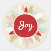 Rustieke Joy Circle Winterbomen Kerstvakantie Ronde Sticker (Voorkant)
