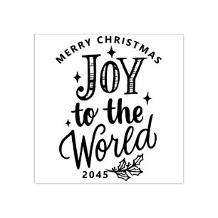 Rustieke 'Joy to the World' Kerst Lettering Rubberstempel