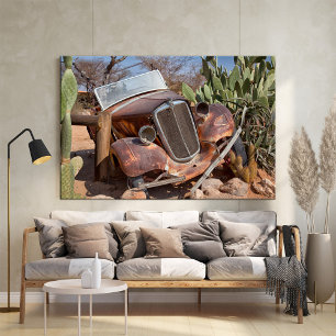 Rustieke junk car in Namibië Solitaire foto Poster