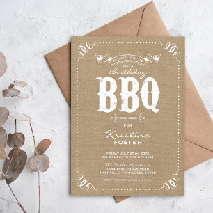 Rustieke jute BBQ-kookfeest verjaardagsfeest Kaart