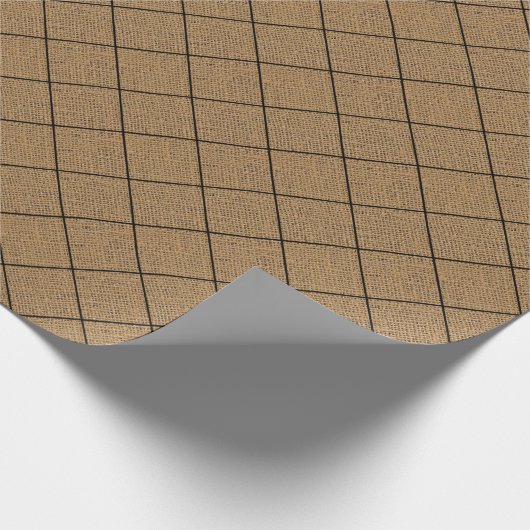 Rustieke jute bekleed check patroon wrapping papie cadeaupapier (Hoek)