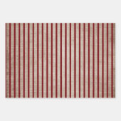 Rustieke jute burgundy stippen strepen effen inpakpapier vel (Voorkant 3)