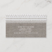 Rustieke jute & Elegante kanten chic Visitekaartje (Achterkant)