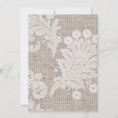 Rustieke Jute Elegante Witte Kanten Bruiloft Kaart (Achterkant)