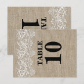 Rustieke Jute en Kant Tafel Nummer Kaart (Voorkant / Achterkant)