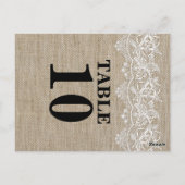Rustieke Jute en Kant Tafel Nummer Kaart (Achterkant)
