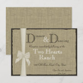 Rustieke jute en lint receptie informatiekaart kaart (Voorkant / Achterkant)