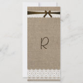 Rustieke jute en vintage kant programmakaart (Voorkant)