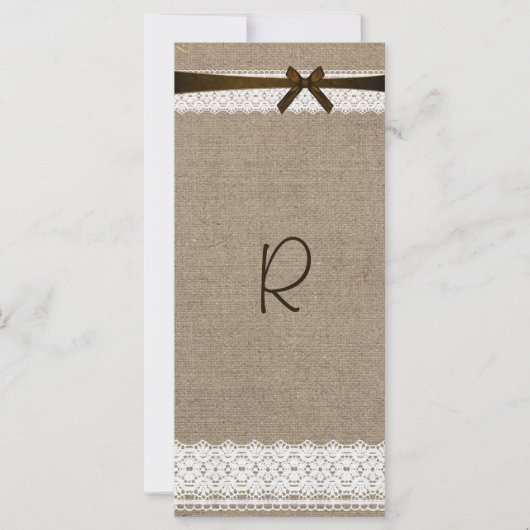 Rustieke jute en vintage kant programmakaart (Voorkant)