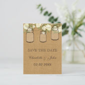 Rustieke jute ivoor rozen metselaar potten opslaan aankondigingskaart (Staand voorkant)