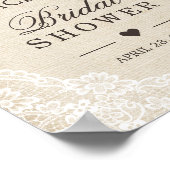 Rustieke jute kant bloem bruidsfeest bord poster (Hoek)