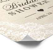 Rustieke jute kant bloem bruiloft borrel bord poster (Hoek)