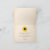 Rustieke jute kant hout zonnebloem bruiloft bedankkaart (Binnen)