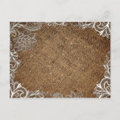 rustieke jute kant land bruiloft dank u briefkaart (Achterkant)