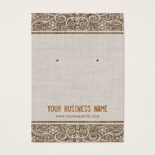 rustieke jute kant oorbel Kaarten Visitekaartje (Voorkant)
