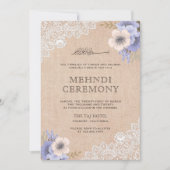 Rustieke jute kant paarse bloem islamitische Mehnd Kaart (Voorkant)