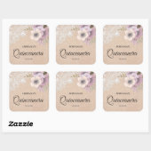 Rustieke jute kant roze bloem sticker voor Quincea (Vel)