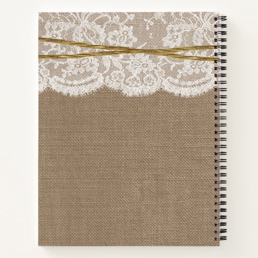 Rustieke Jute Kant Touw Strik Bruidsfeest Recept Notitieboek (Achterkant)