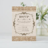 Rustieke jute kant trouw-RSVP RSVP Kaartje (Staand voorkant)