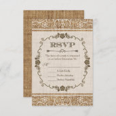 Rustieke jute kant trouw-RSVP RSVP Kaartje (Voorkant / Achterkant)