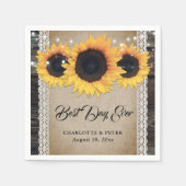 Rustieke jute kant zonnebloem bruiloft papieren se servet (Voorkant)